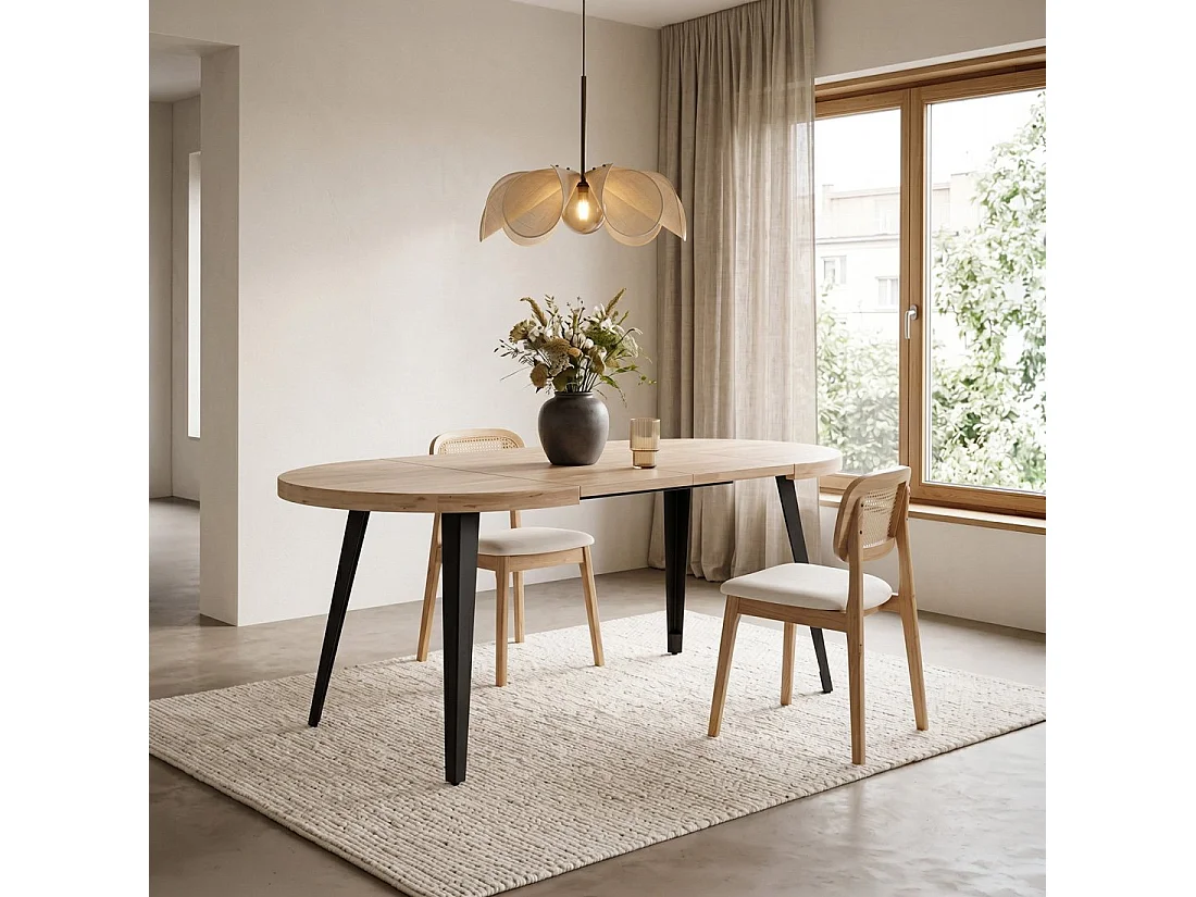 Table extensible en bois naturel 100/140/180x76 cm-Anhais