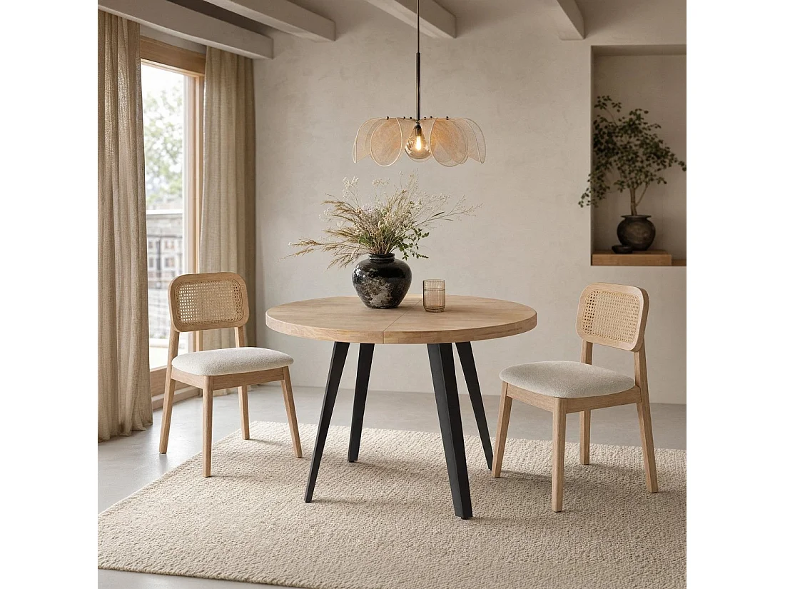 Table extensible en bois naturel 100/140/180x76 cm-Anhais