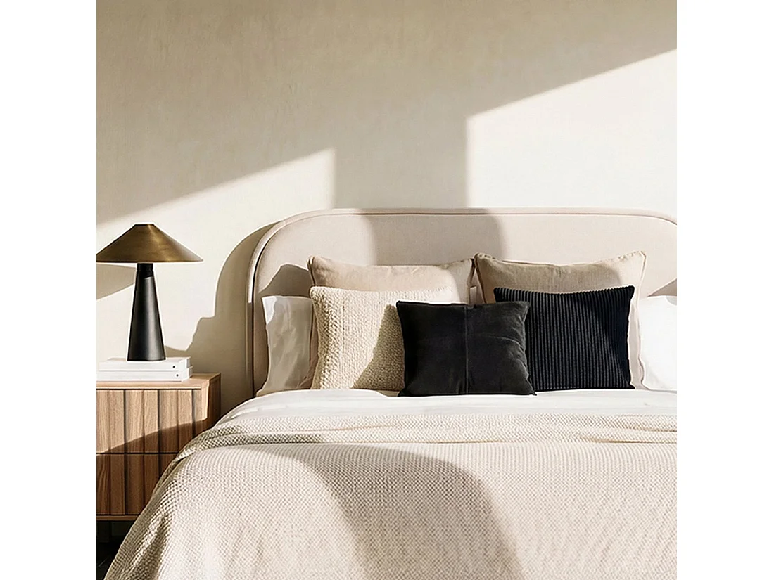 Tête de lit double en tissu beige 170x70 cm-Eden