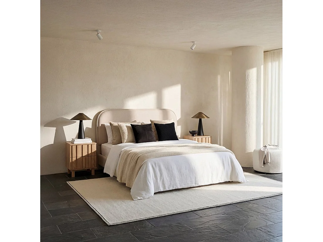 Tête de lit double en tissu beige 170x70 cm-Eden