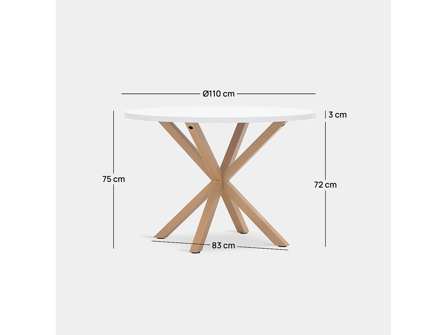 Table fixe en bois blanc 110x75 cm-Aras