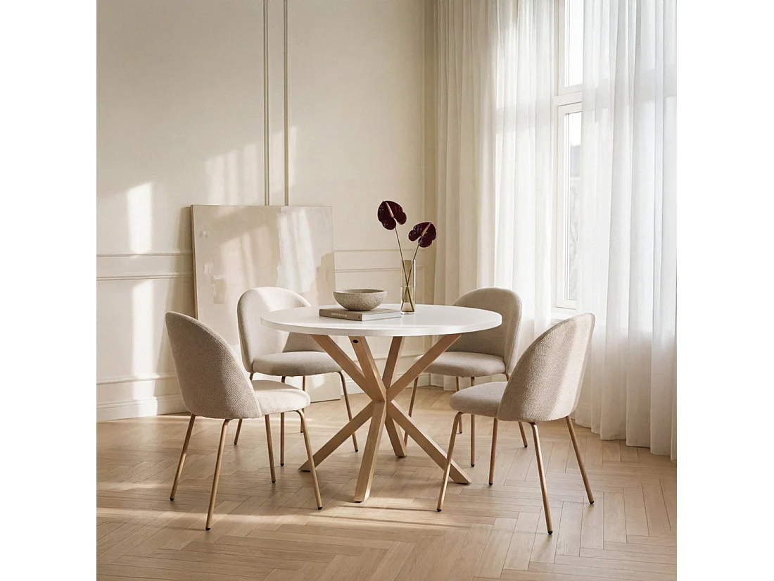 Table fixe en bois blanc 110x75 cm-Aras