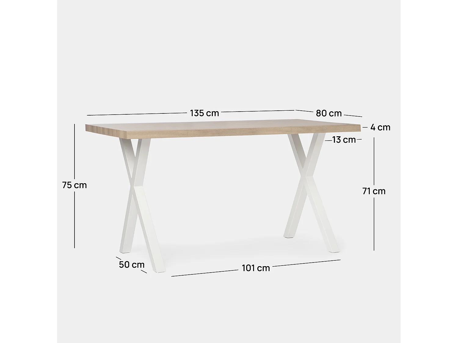 Table fixe en bois naturel 135x75 cm-Parks