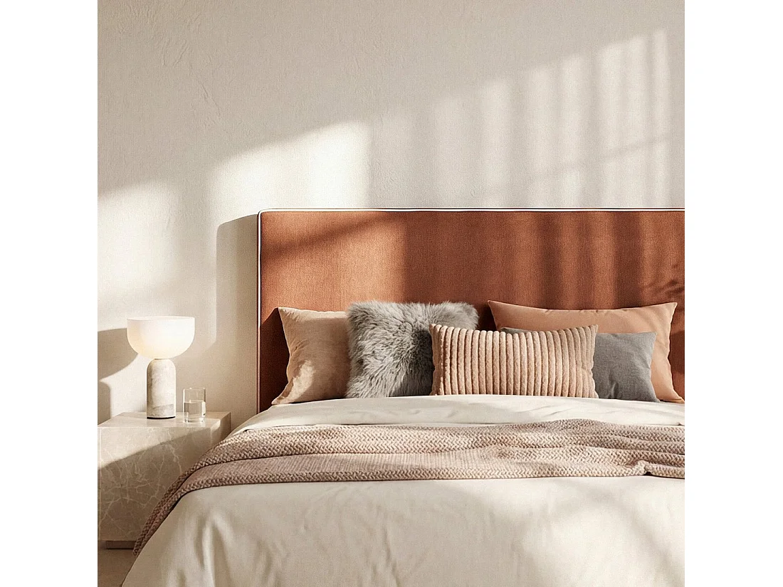 Tête de lit double en tissu terracotta 165x120 cm-Line