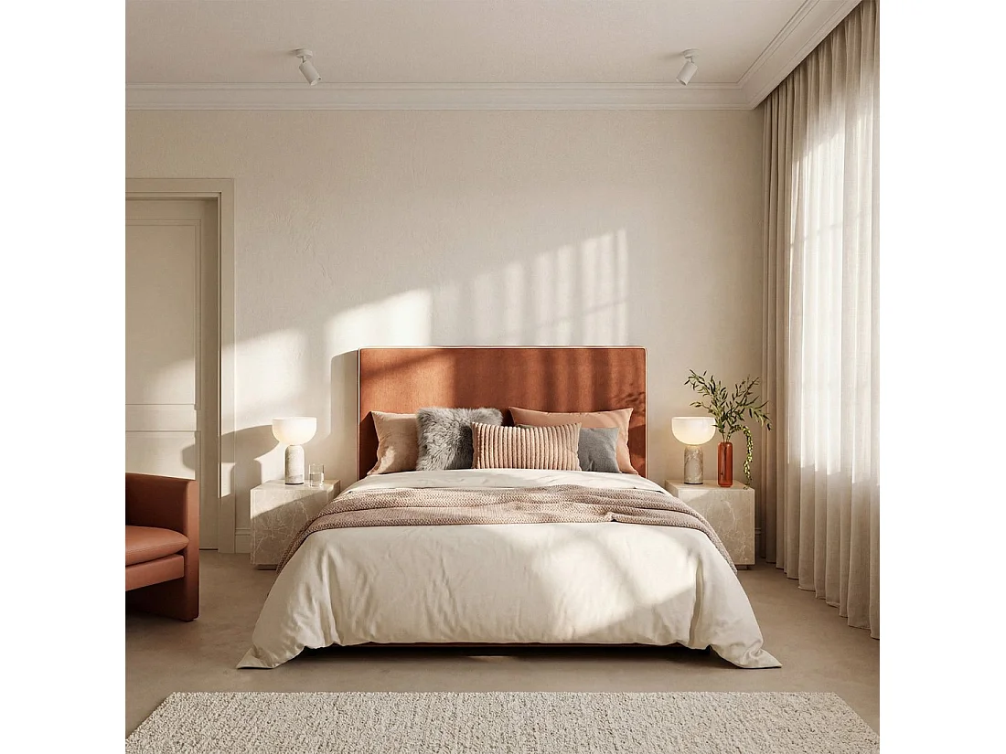 Tête de lit double en tissu terracotta 165x120 cm-Line