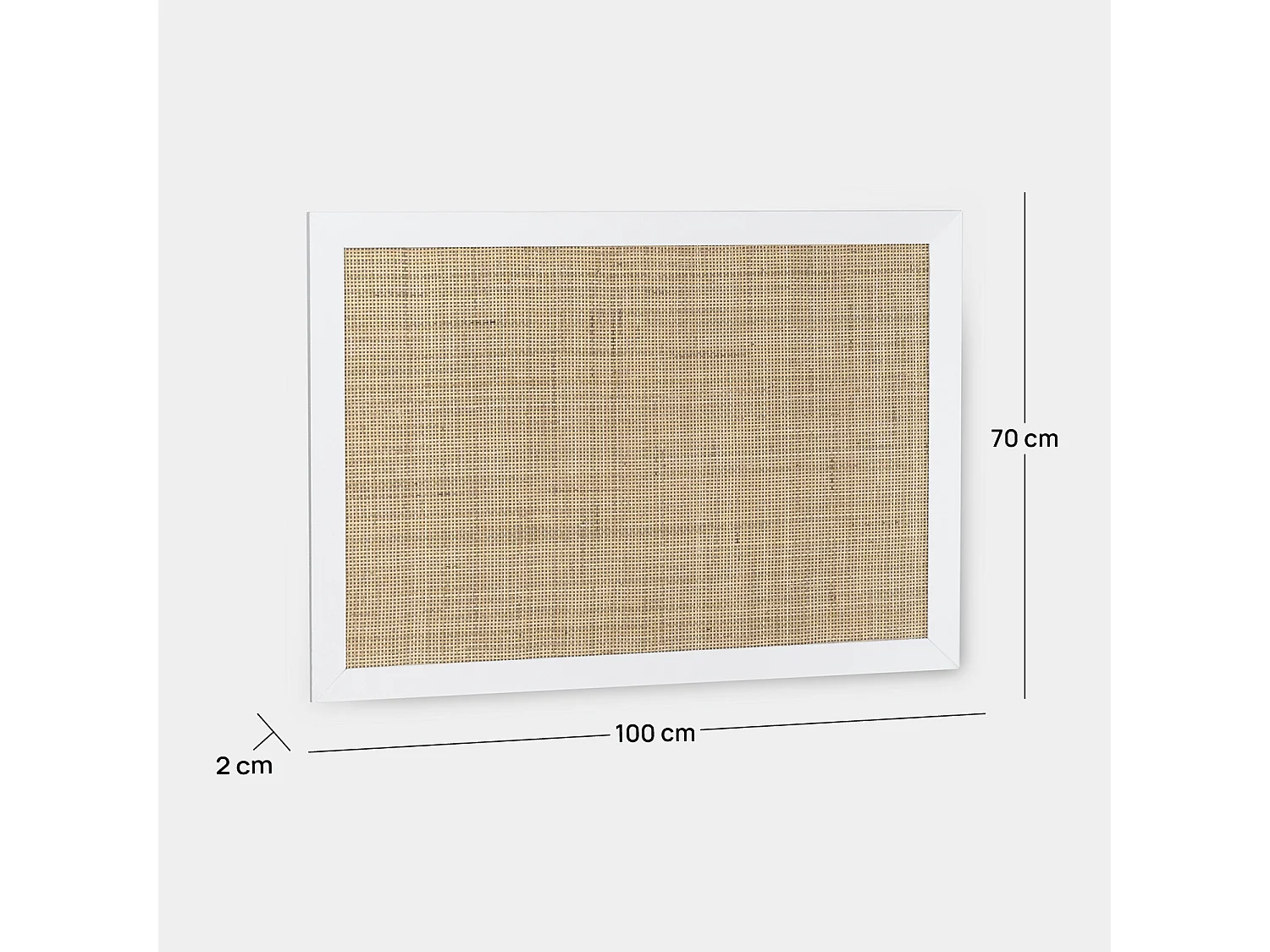 Tête de lit simple en rotin naturel-blanc 100x70 cm-Tahiti