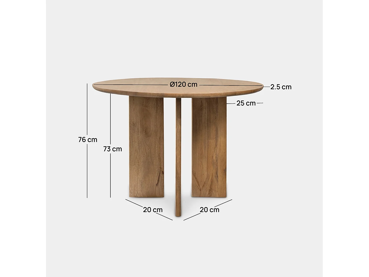 Table fixe en bois naturel 120x76 cm-Rhea