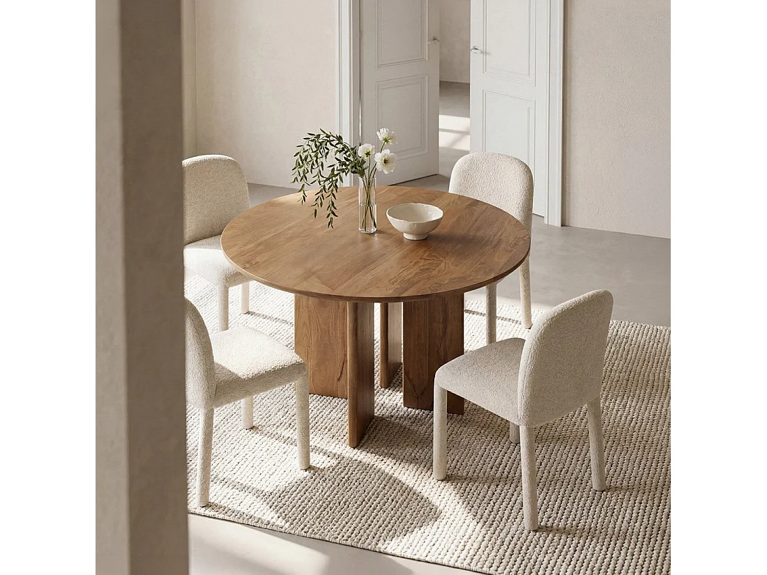 Table fixe en bois naturel 120x76 cm-Rhea