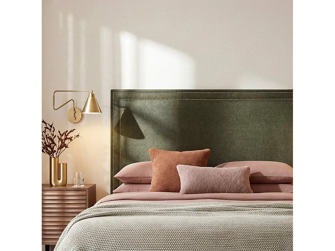 Tête de lit double en tissu vert foncé 165x120 cm-Aiko