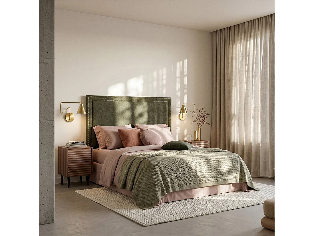 Tête de lit double en tissu vert foncé 165x120 cm-Aiko