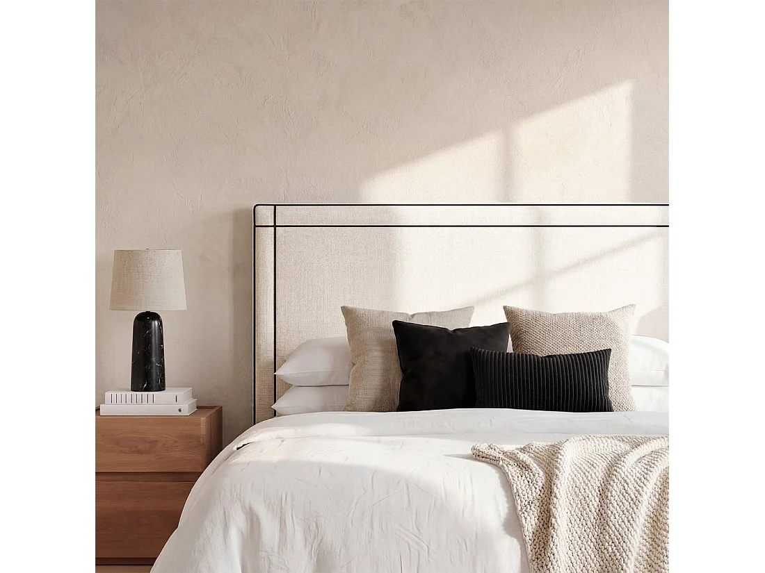 Tête de lit double en tissu beige, noir 165x120 cm-Mies