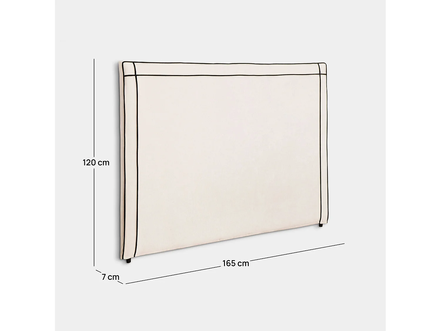 Tête de lit double en tissu beige, noir 165x120 cm-Mies