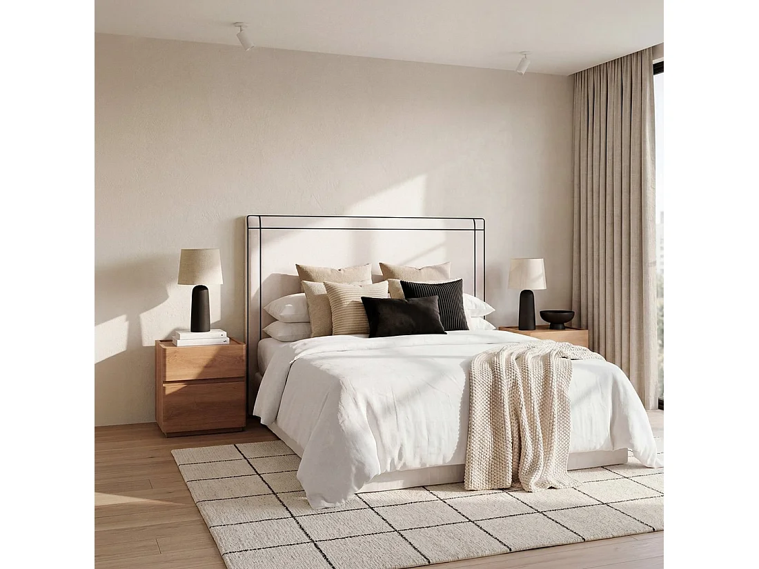 Tête de lit double en tissu beige, noir 165x120 cm-Mies