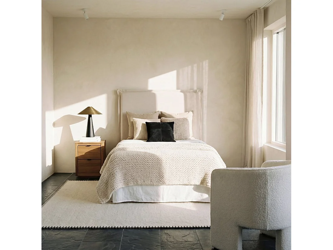 Tête de lit simple en tissu beige 107x120 cm-Louise