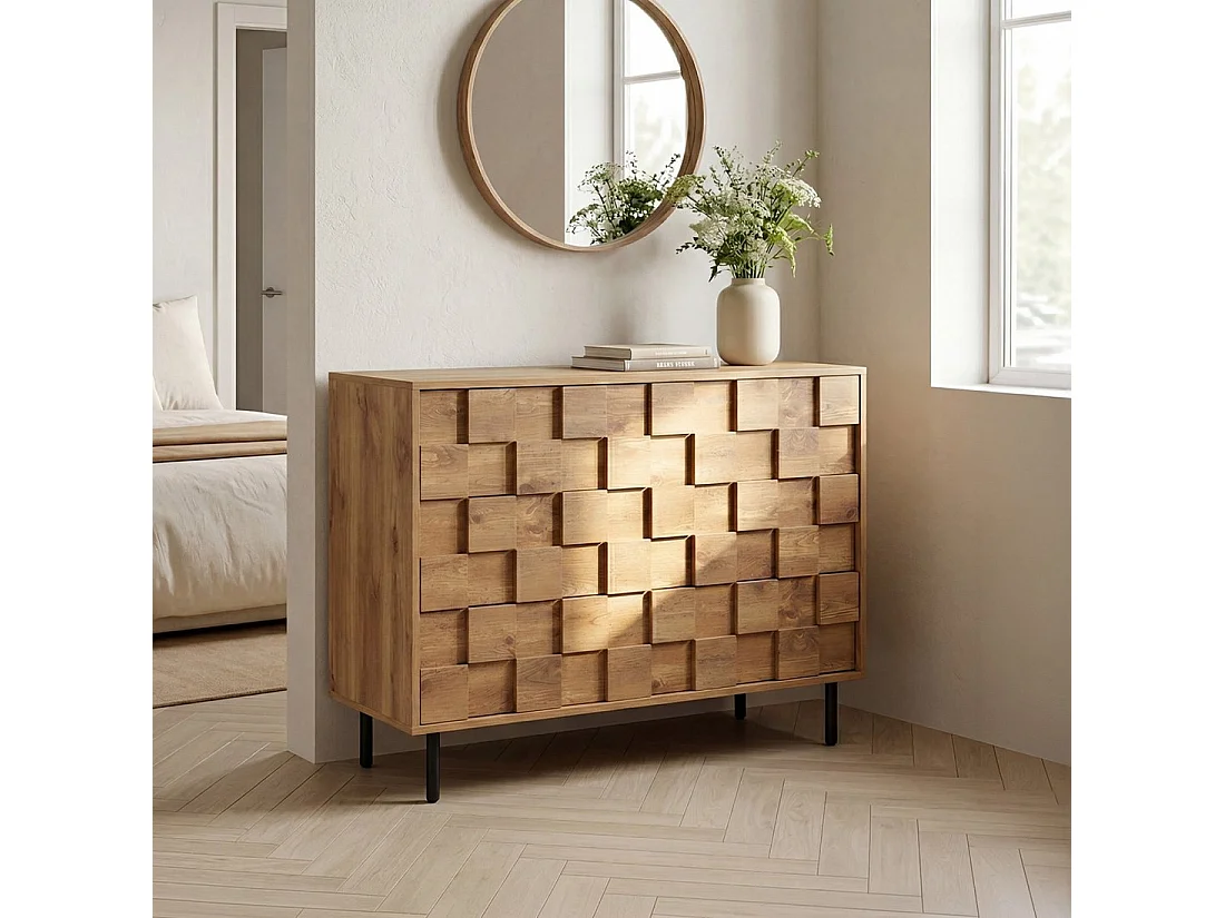 Commode en bois naturel 108x80 cm-Ivar