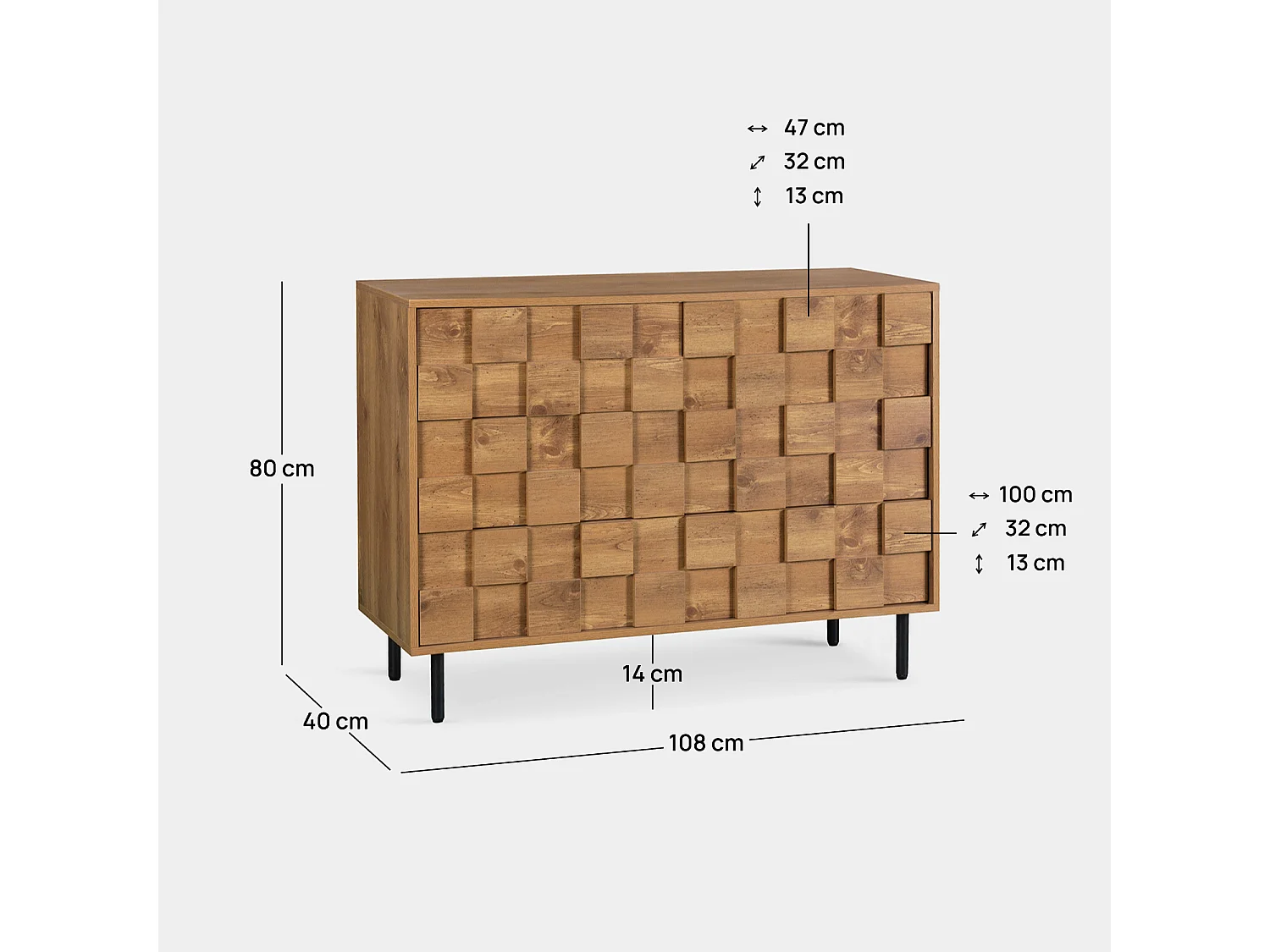 Commode en bois naturel 108x80 cm-Ivar