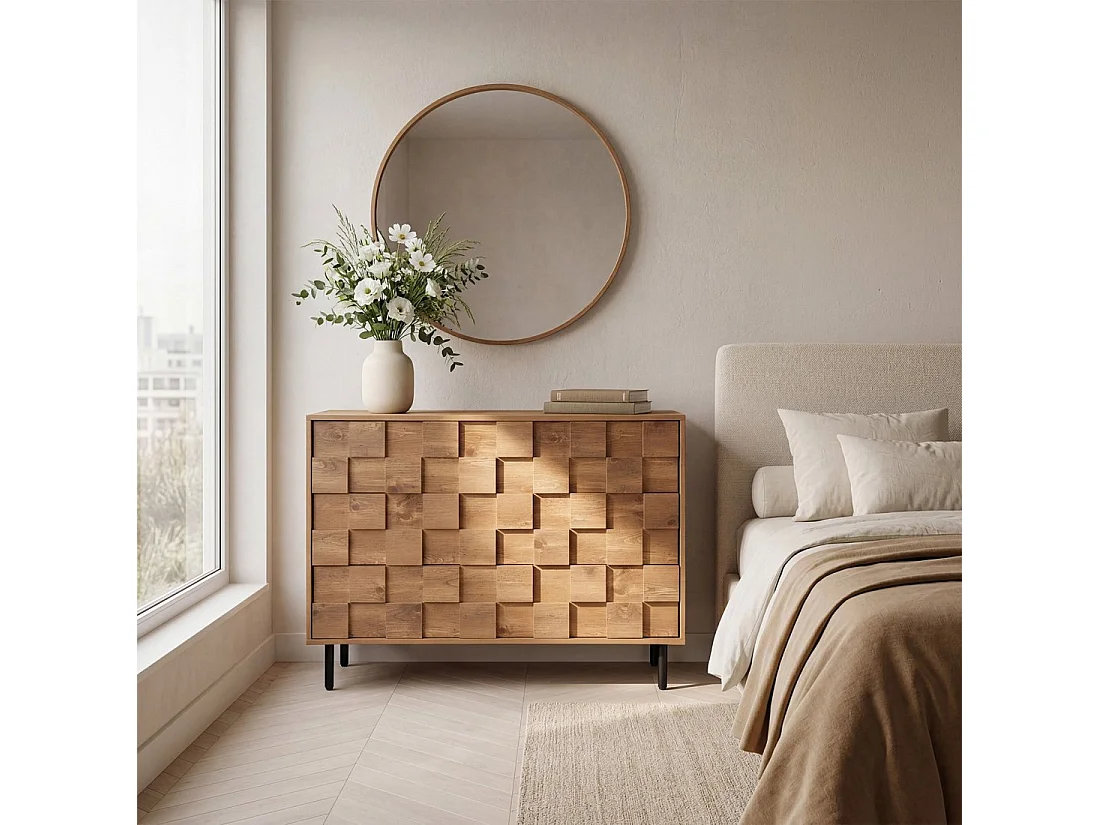 Commode en bois naturel 108x80 cm-Ivar