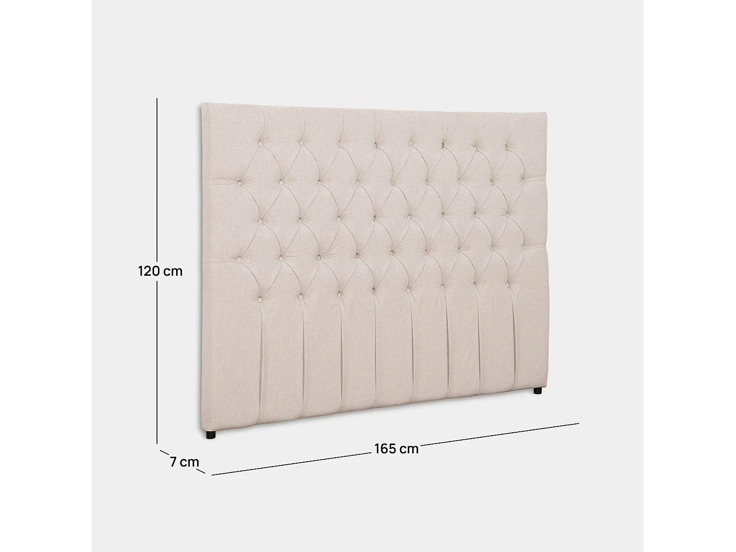 Tête de lit double en tissu beige 165x120 cm-Amber