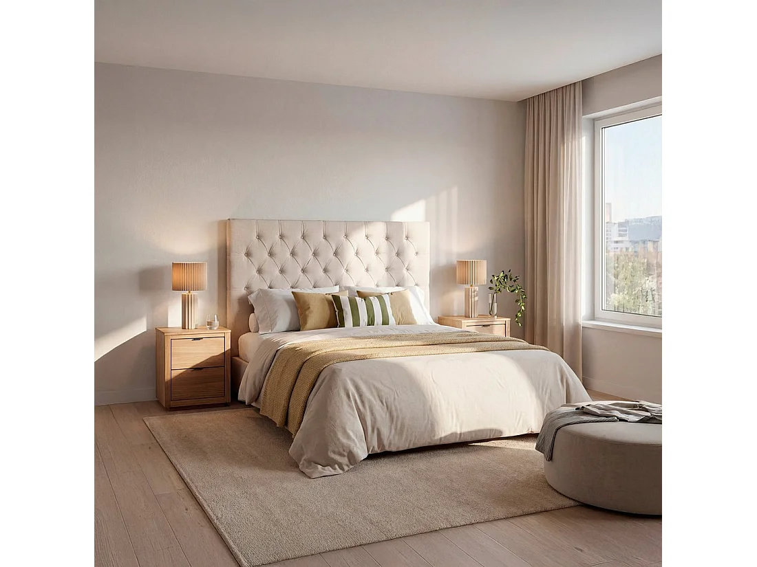 Tête de lit double en tissu beige 165x120 cm-Amber