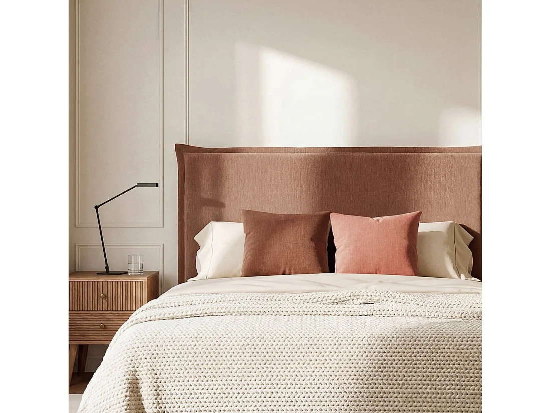 Tête de lit double en tissu terracotta 170x120 cm-Louise