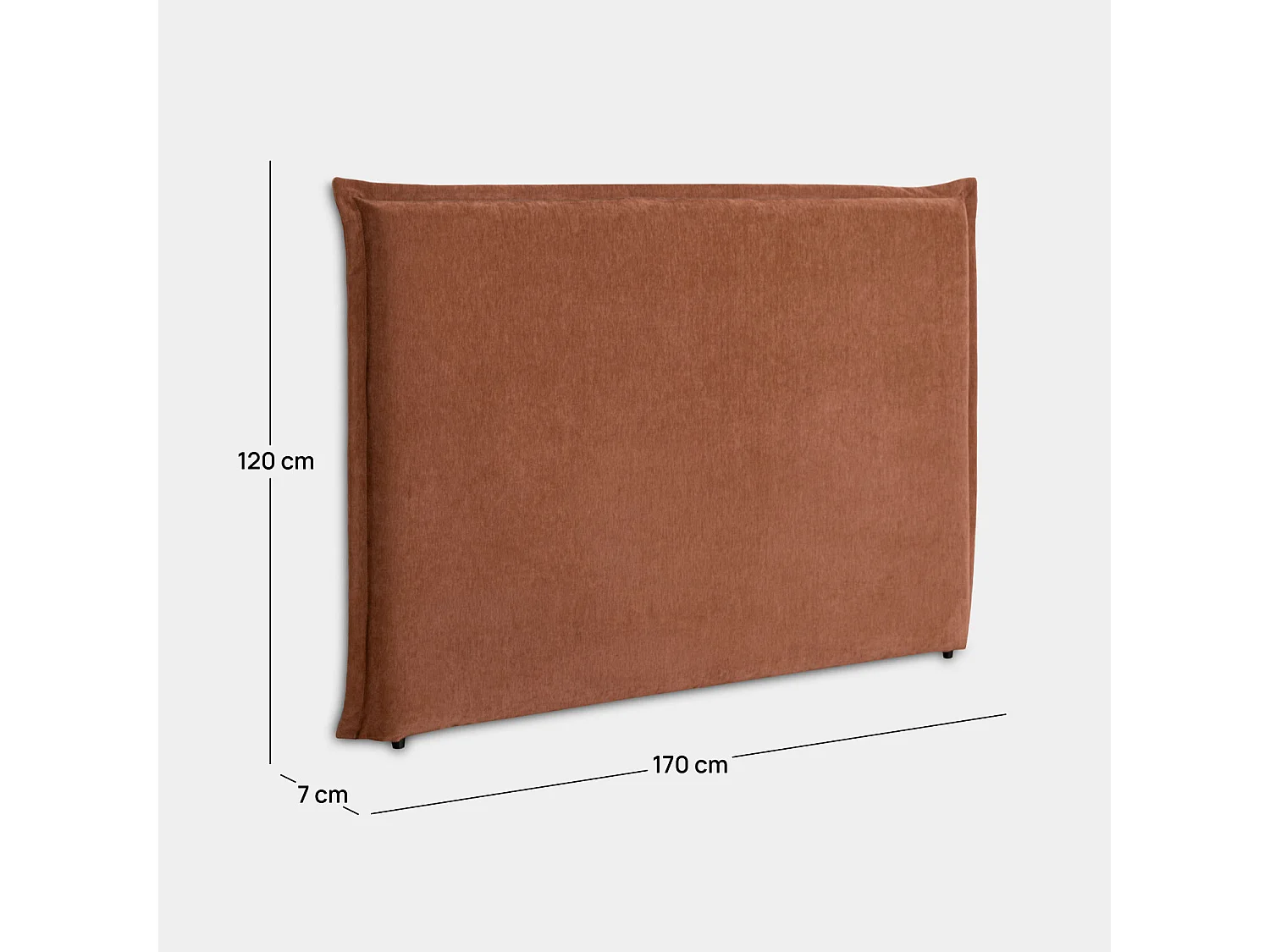 Tête de lit double en tissu terracotta 170x120 cm-Louise