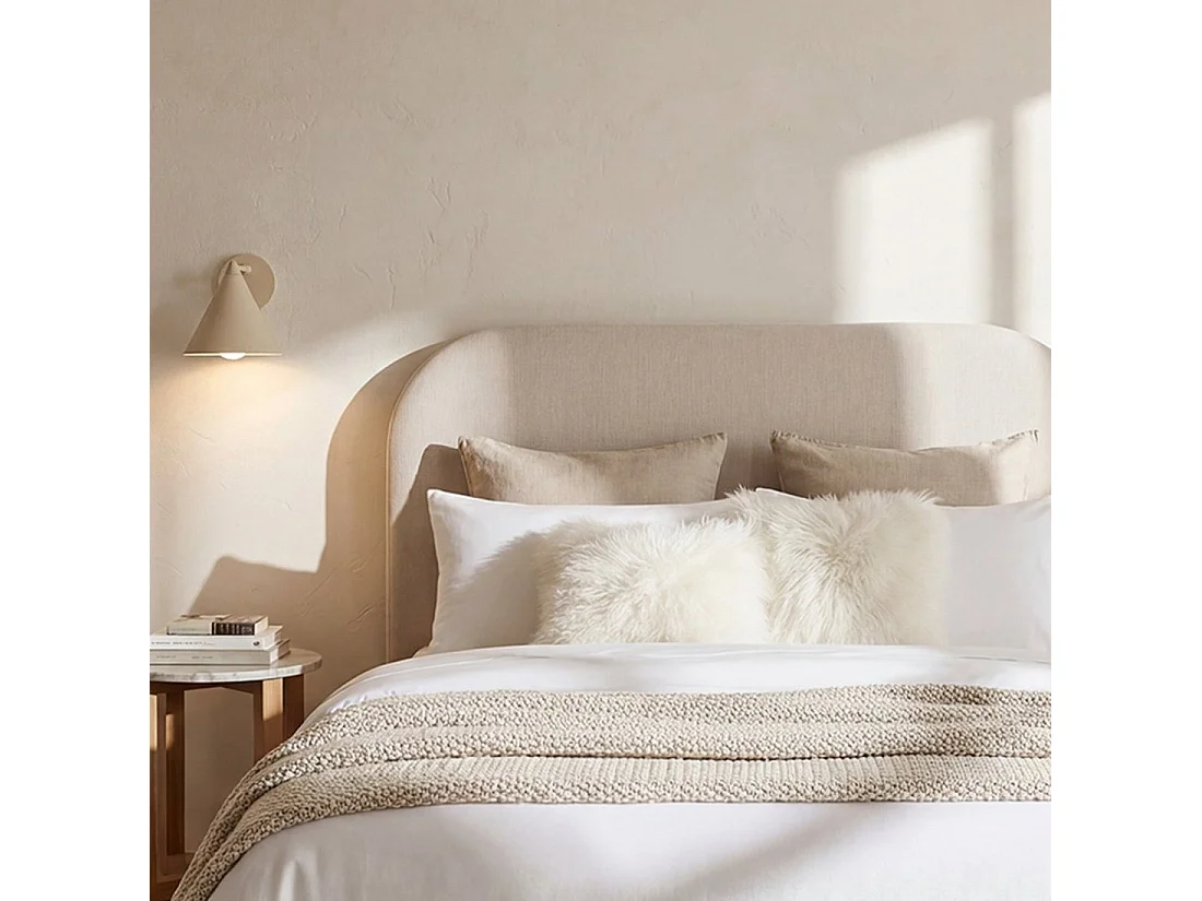 Tête de lit double en tissu beige 165x120 cm-Duncan