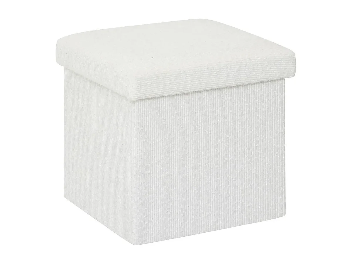 Pouf Coffre Pliable Bouclette "Mix n'Modul" 31cm Blanc