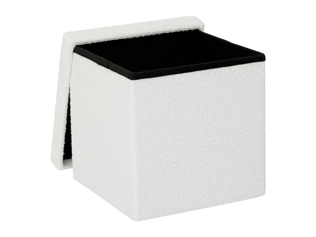 Pouf Coffre Pliable Bouclette "Mix n'Modul" 31cm Blanc