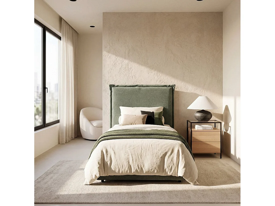 Tête de lit simple en tissu vert 107x120 cm-Louise