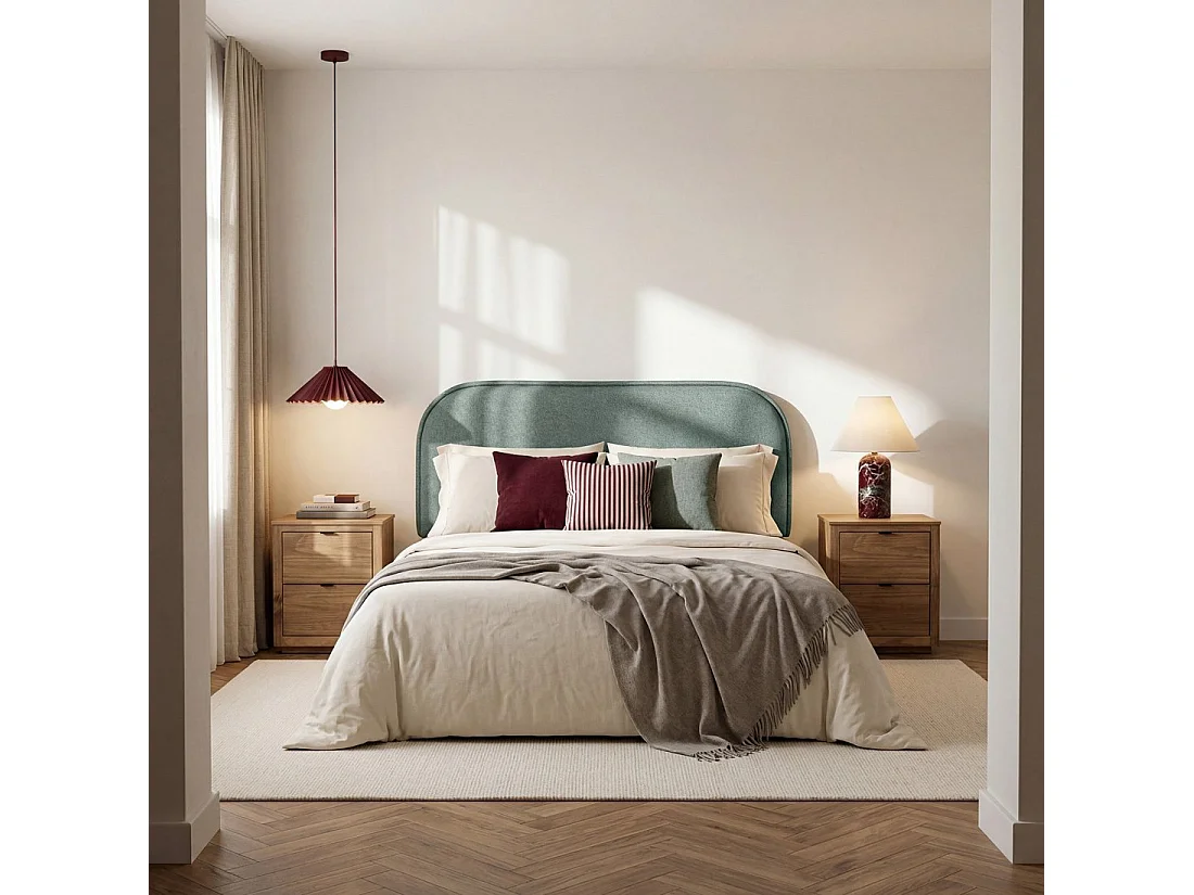 Tête de lit double en tissu vert 170x70 cm-Eden