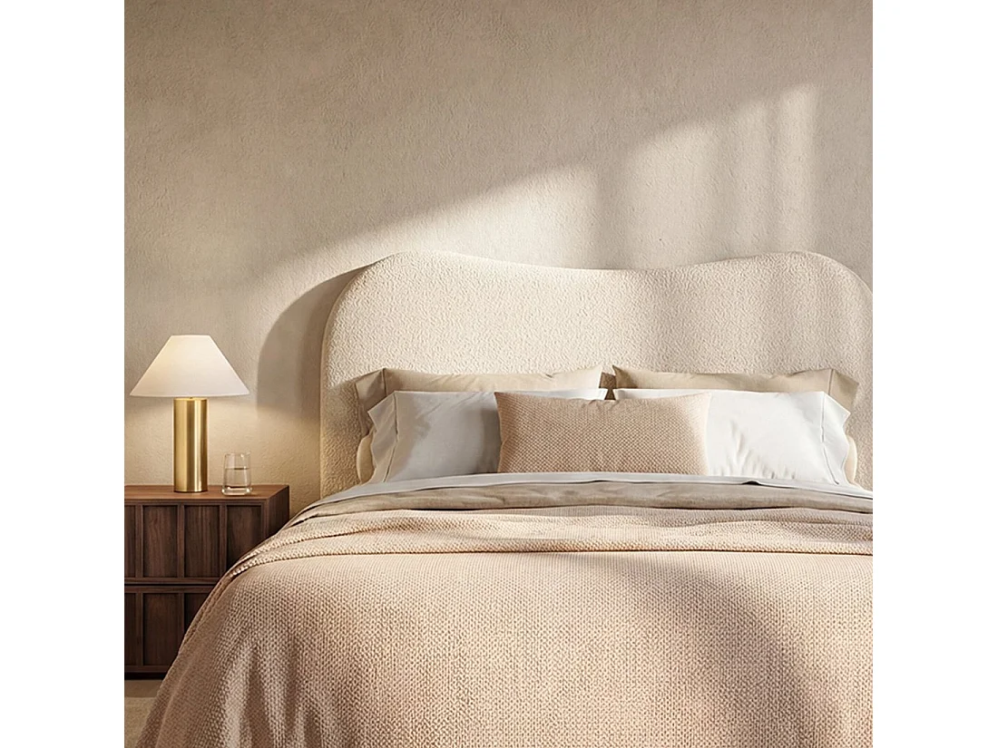 Tête de lit double en tissu beige 165x100 cm-Sand