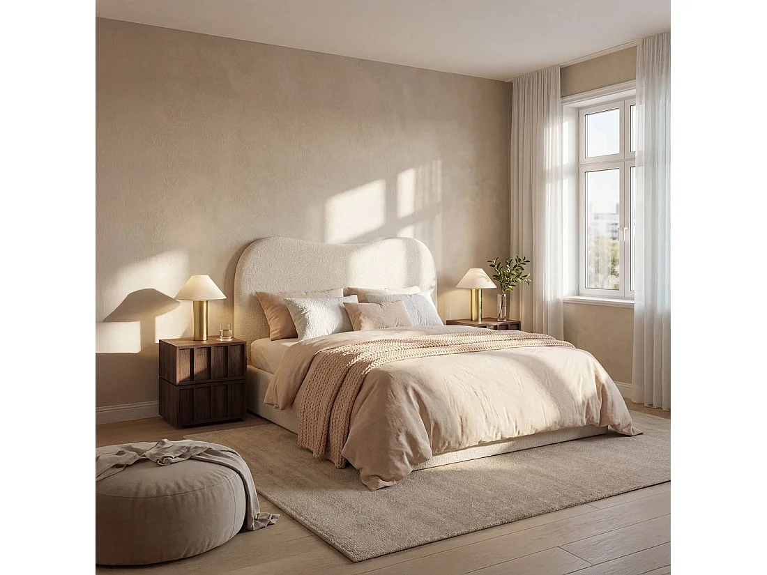 Tête de lit double en tissu beige 165x100 cm-Sand