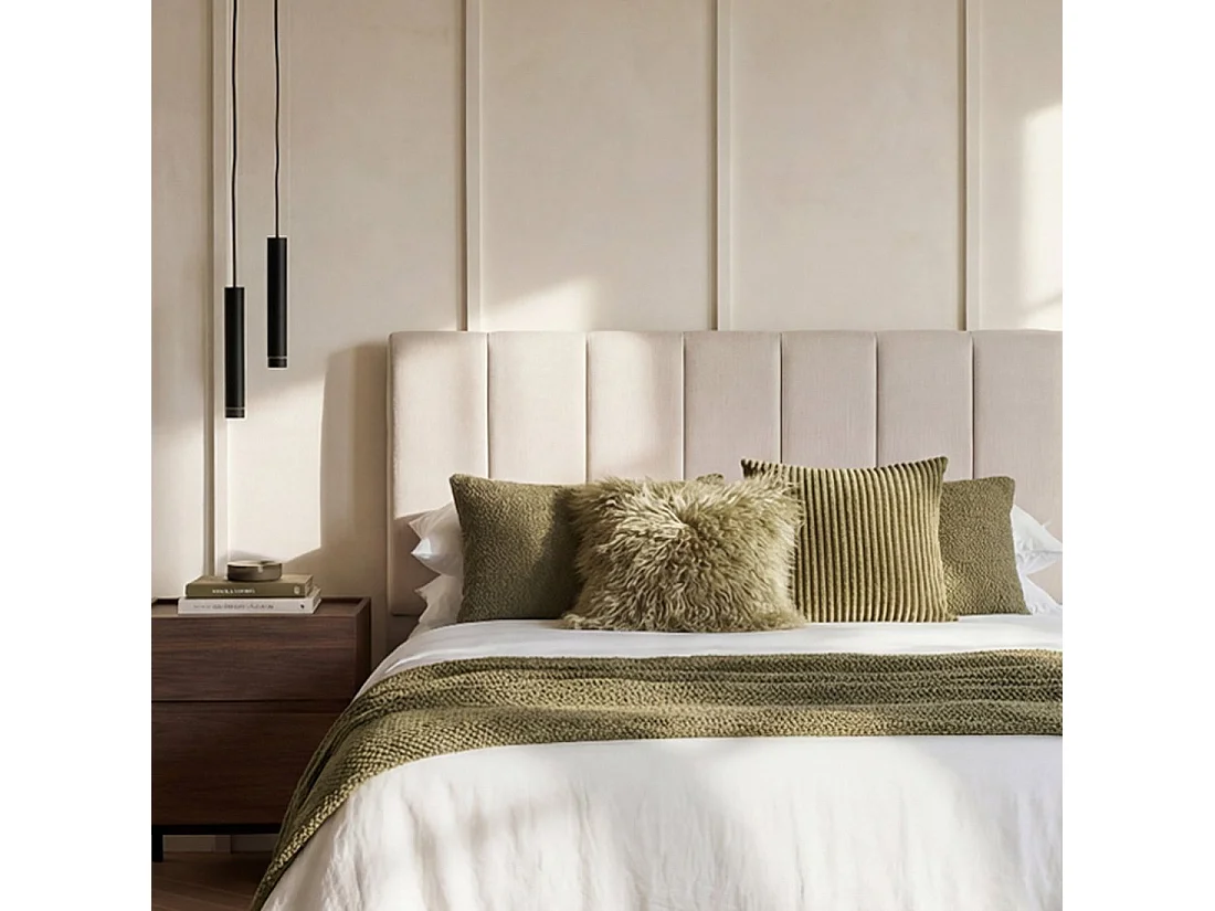 Tête de lit double en tissu beige 170x70 cm-Rene