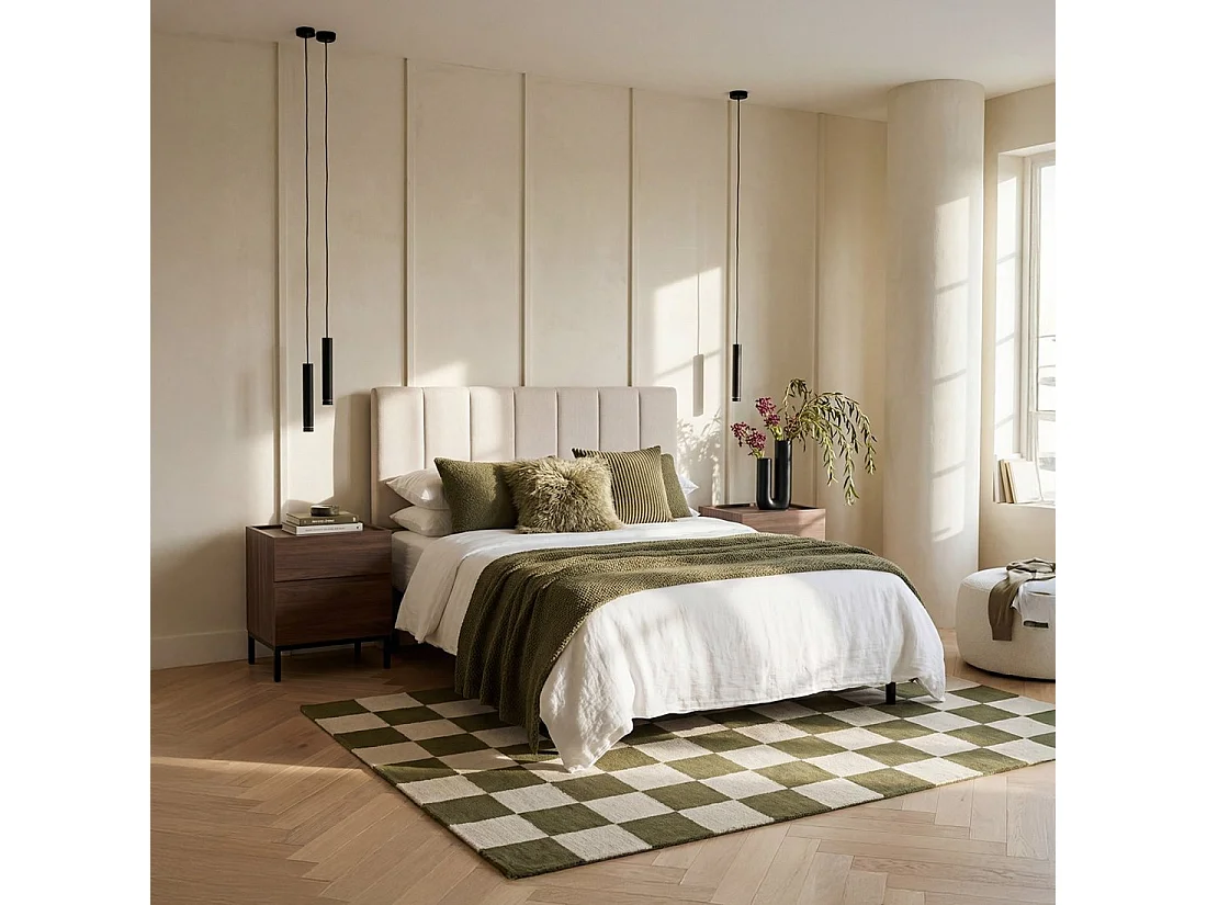 Tête de lit double en tissu beige 170x70 cm-Rene