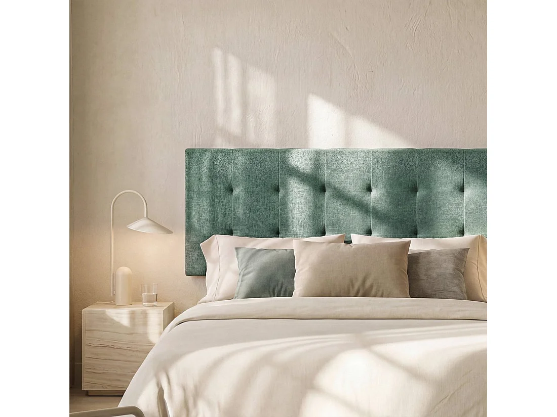 Tête de lit double en tissu vert 170x70 cm-Pier