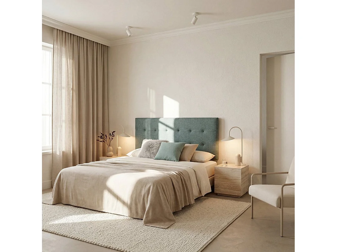 Tête de lit double en tissu vert 170x70 cm-Pier