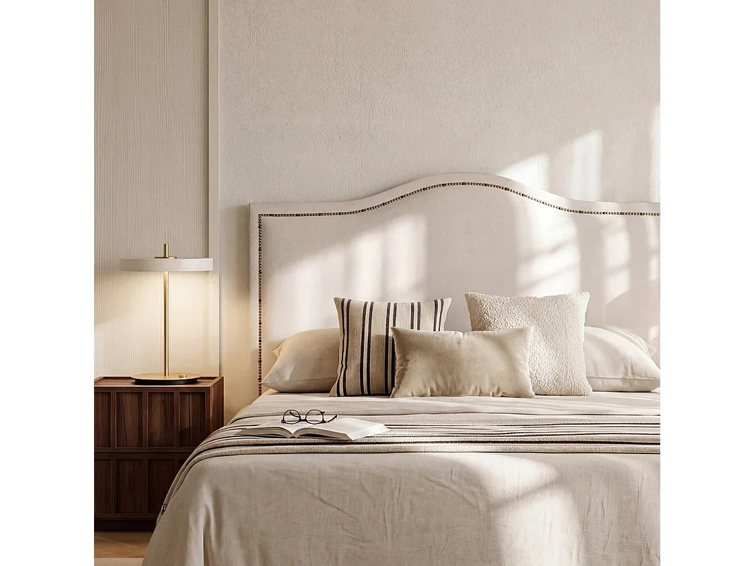 Tête de lit double en tissu beige 165x120 cm-Kino
