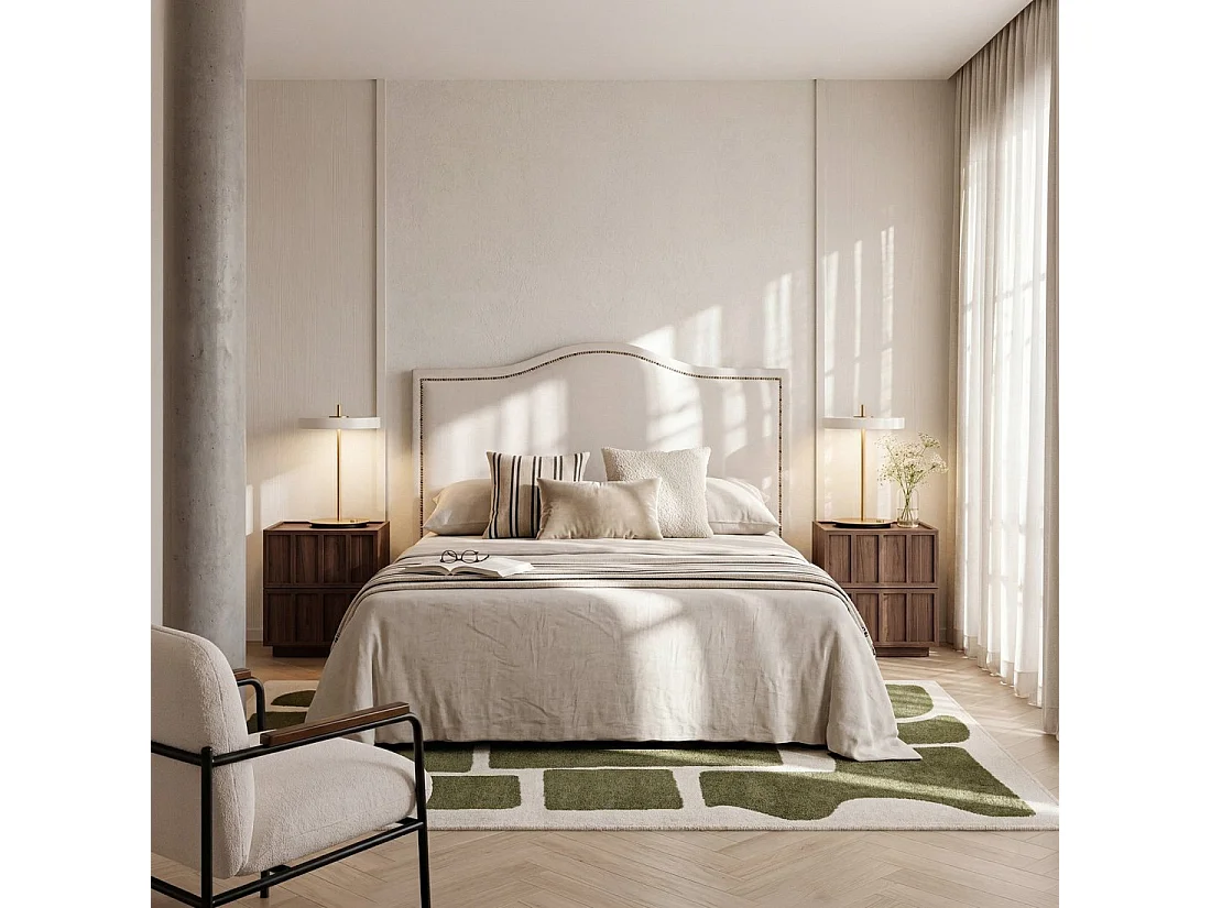 Tête de lit double en tissu beige 165x120 cm-Kino