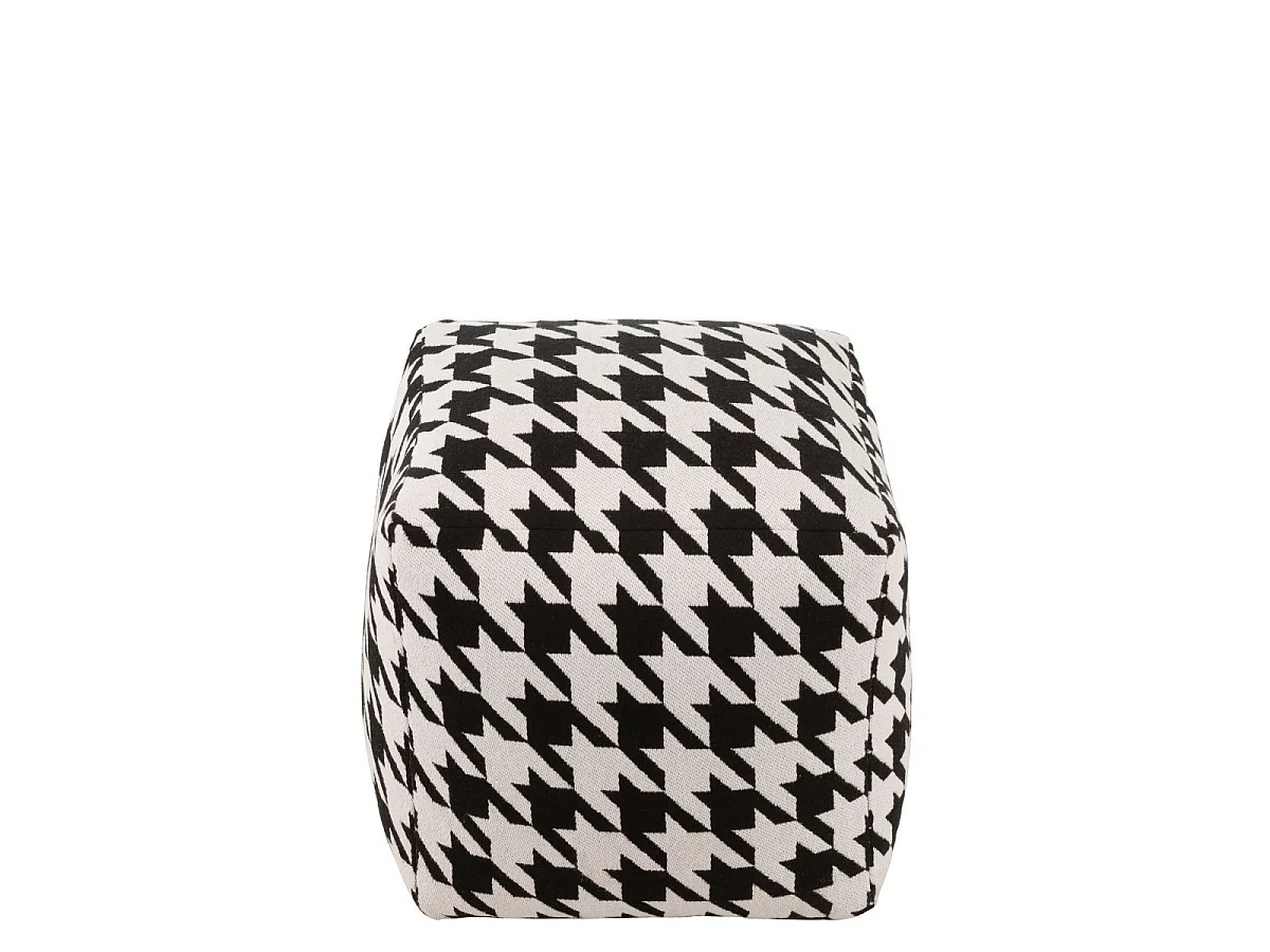Pouf Pied-de-Poule Large "Joshua" 45cm Noir & Blanc