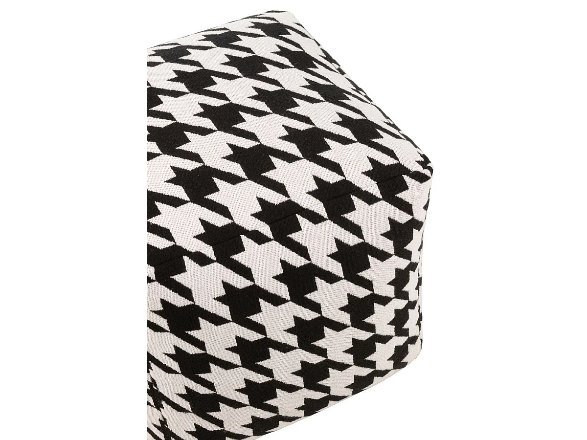 Pouf Pied-de-Poule Large "Joshua" 45cm Noir & Blanc
