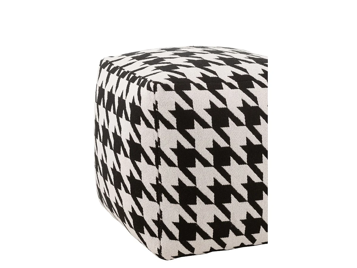 Pouf Pied-de-Poule Large "Joshua" 45cm Noir & Blanc