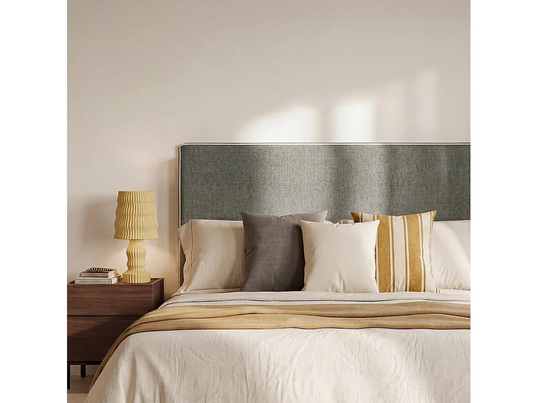 Tête de lit double en tissu vert foncé 165x120 cm-Line