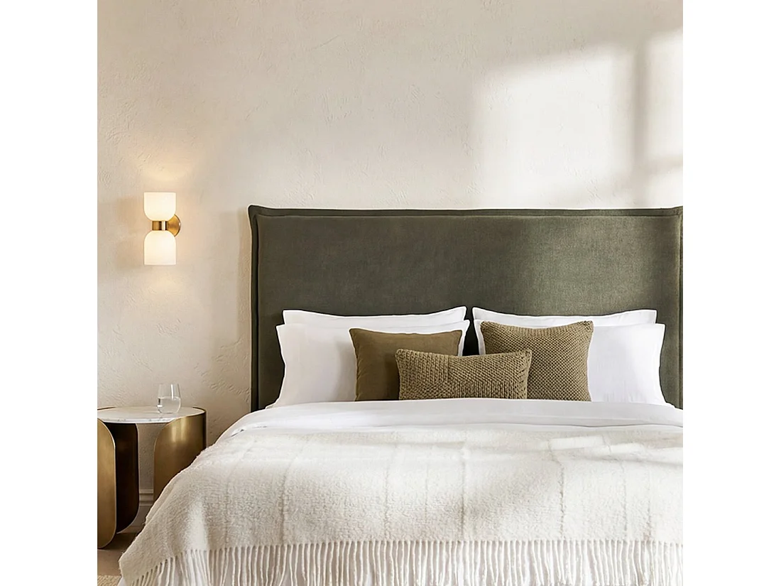 Tête de lit double en tissu vert foncé 170x120 cm-Louise