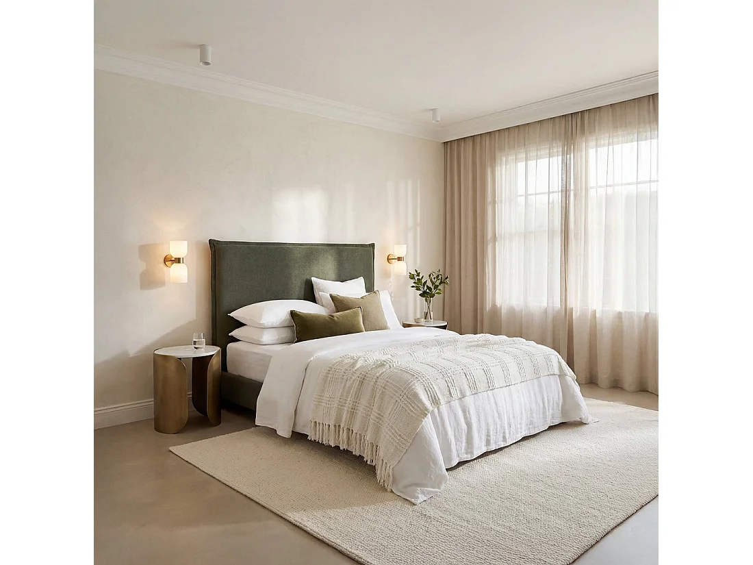 Tête de lit double en tissu vert foncé 170x120 cm-Louise
