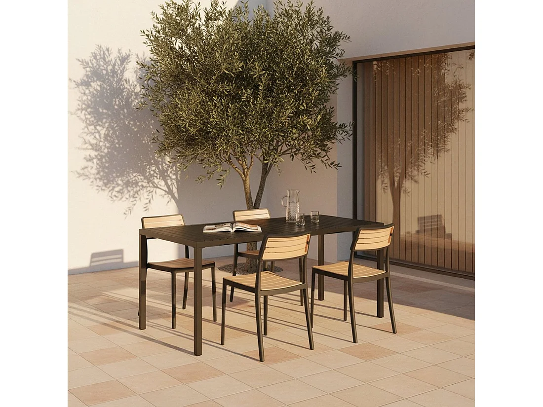 Table fixe en polypropylène gris anthracite 165x76 cm-Jastorf