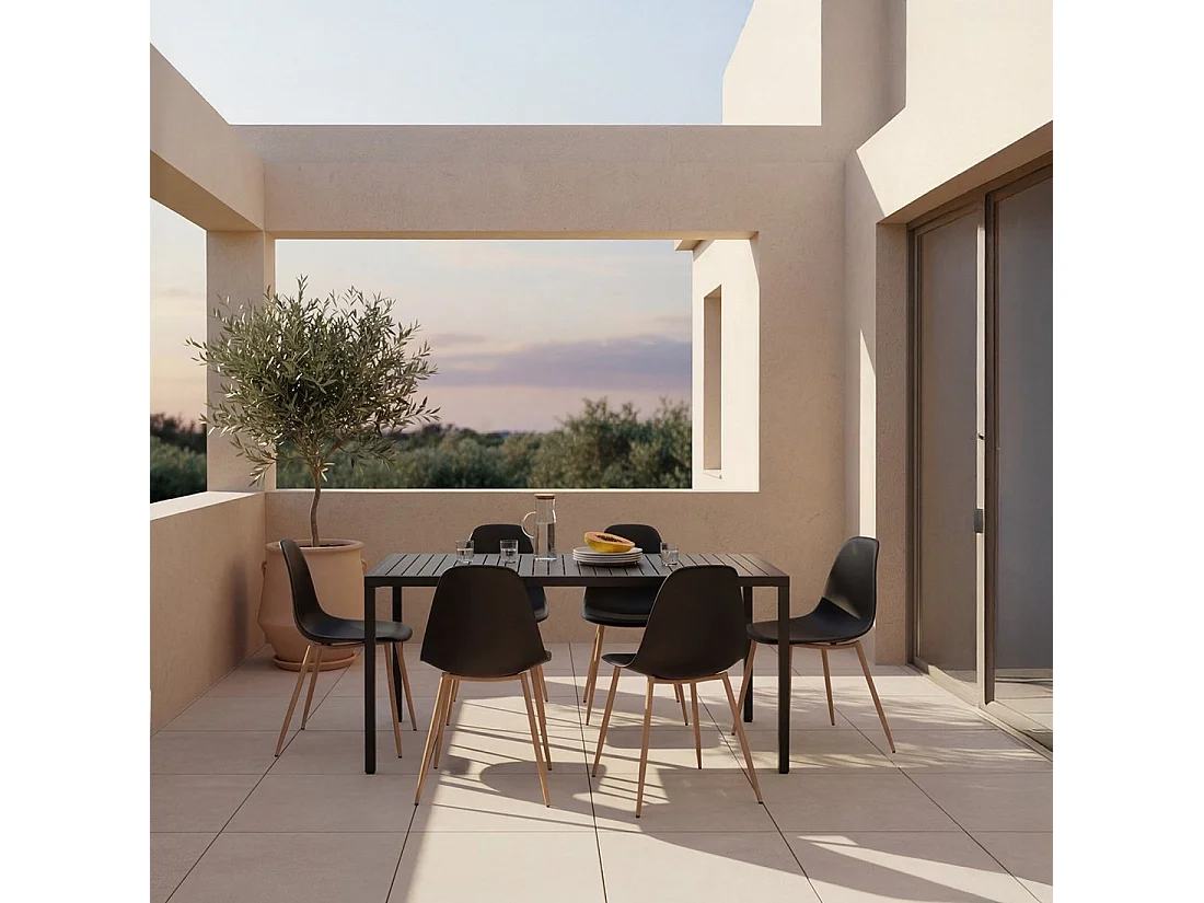 Table fixe en polypropylène gris anthracite 165x76 cm-Jastorf