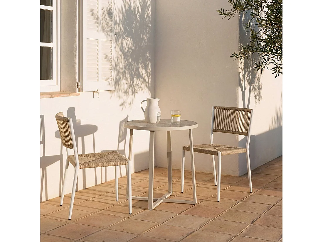Table fixe en métal beige 70x74 cm-Nikos