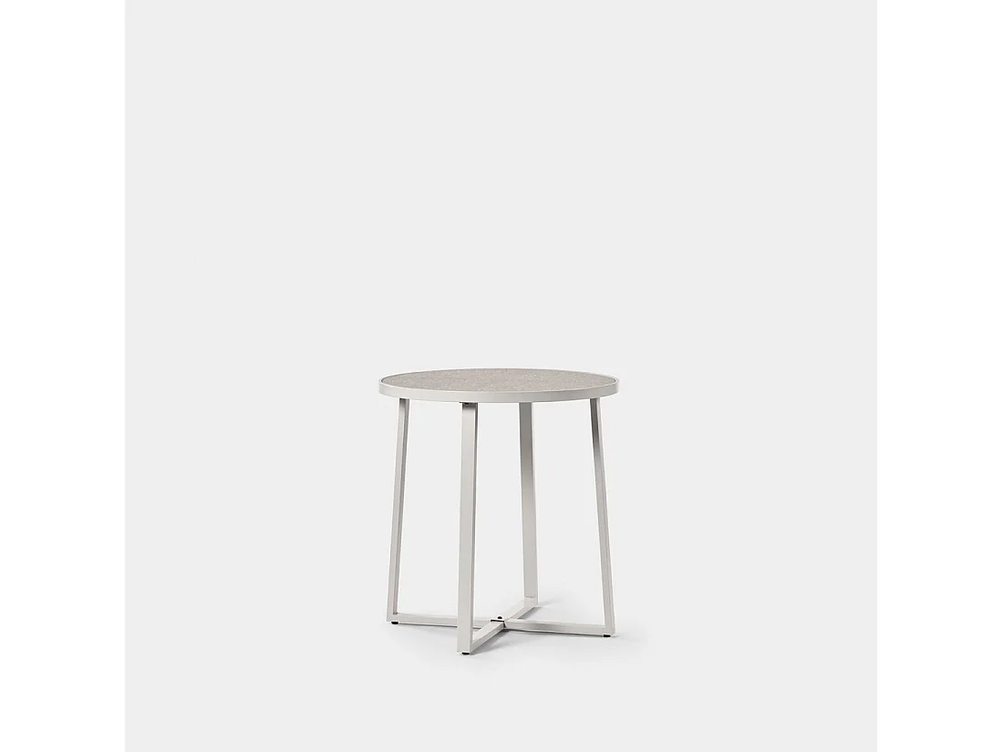 Table fixe en métal beige 70x74 cm-Nikos