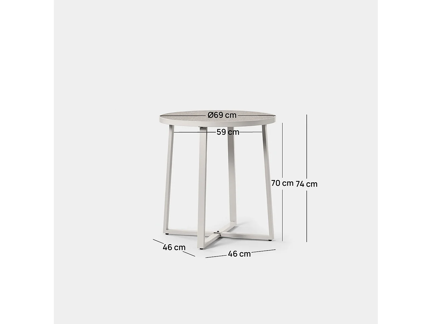 Table fixe en métal beige 70x74 cm-Nikos