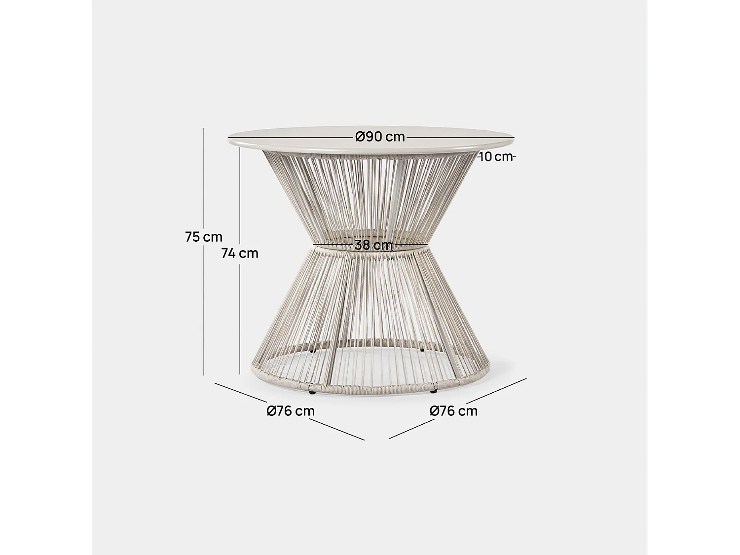 Table fixe en métal beige 90x75 cm-Kadek